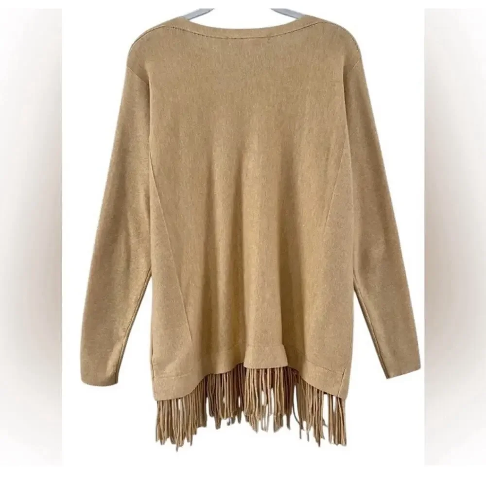 Lilly Pulitzer Glenda Coolmax Fringe Sweater Womens Small Tan Sand Bar Pullover